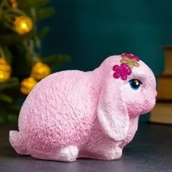 Копилка "Зайчонок нарядный" розовый, 10см