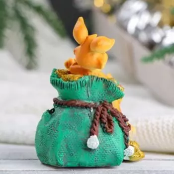 Копилка "Зайцы с мешком денег" рыжие, 9,8см