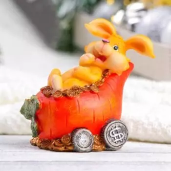 Копилка "Зайка катается" рыжий, 11х9х10см