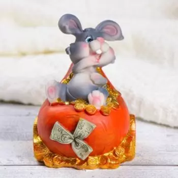 Копилка "Зайка катается" серый, 11х9х10см