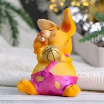 Копилка "Заяц баскетболист" рыжий, 8х7х11см