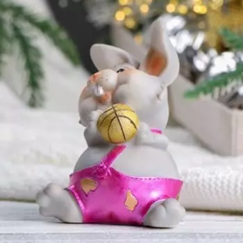Копилка "Заяц баскетболист" серый, 8х7х11см