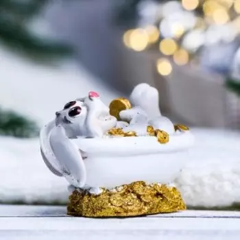 Копилка "Заяц купается" серый, 7х5х9см