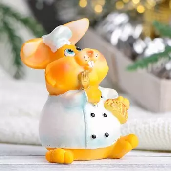 Копилка "Заяц повар" рыжий, 8х7х11см