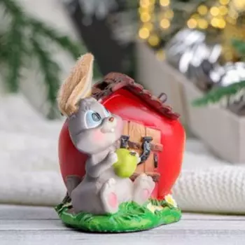 Копилка "Заяц с домиком" серый, 11х9х11см