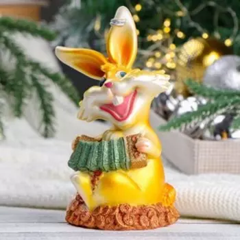 Копилка "Заяц с гармошкой" рыжий, 14х9х10см