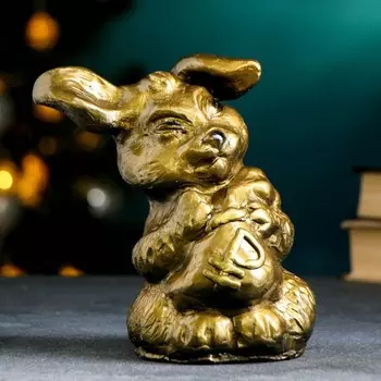 Копилка "Заяц с мешком" бронзовый, 18х13см