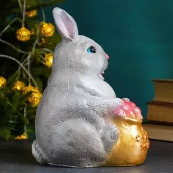 Копилка "Заяц с мешком конфет" серый, 24см