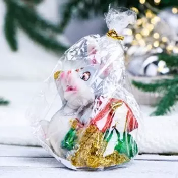 Копилка "Заяц с сундуком" серый, 9х7х11см