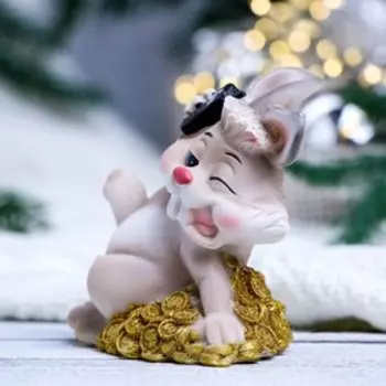 Копилка "Заяц с телефоном" серый, 10х11см