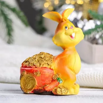 Копилка "Заяц с телегой" рыжий, 12см