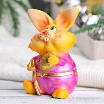Копилка "Заяц толстый" рыжий, 8х7х11см