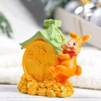 Копилка "Заяц у избушки" 10х7х10см