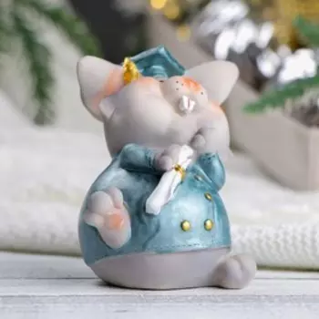 Копилка "Заяц ученый" серый, 8х7х11см