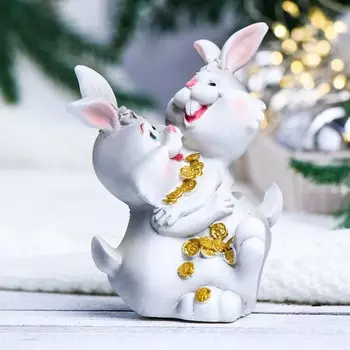 Копилка "Заяц знак зодиака" близнецы, серые, 13см