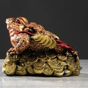 Копилка "Жаба феншуй", бронзовый цвет, 24 см