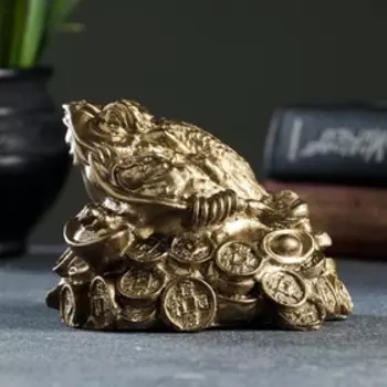 Копилка "Жаба на деньгах" бронза, 11х9х9см