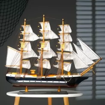 Корабль сувенирный большой «Орел», борт синий с белой полосой, 75х65х15 см