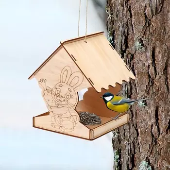 Деревянная кормушка - конструктор для птиц «Заяц с морковкой», 1414.518 см, Greengo