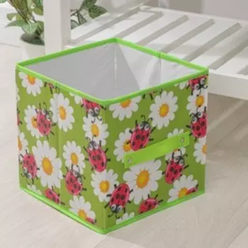 Короб стеллажный для хранения Доляна «Божьи коровки», 252525 см, зелёный