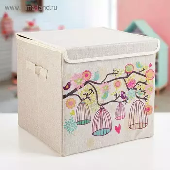 Короб для хранения с крышкой «Весна», 292928,5 см, стеллажный, бежевый