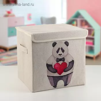 Короб стеллажный для хранения с крышкой «Влюблённая панда», 303028.5 см