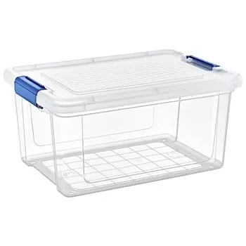 Короб для хранения вещей StorMax Glassy HobbyLife 16 л, прозрачный, с крышкой и зажимами