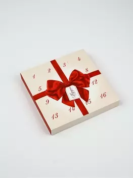 Коробка-адвент под 16 конфет, «Бант», 19 х 19 х 2.5 см, кондитерская упаковка