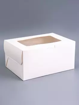 Коробка для 2 капкейка и торт, белая, 25.41812.7 см
