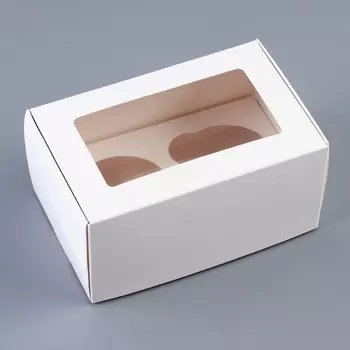 Коробка для 2 капкейка с прозрачной крышкой 16108 см