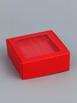 Коробка для бижутерии с PVC окном 883 см, красный