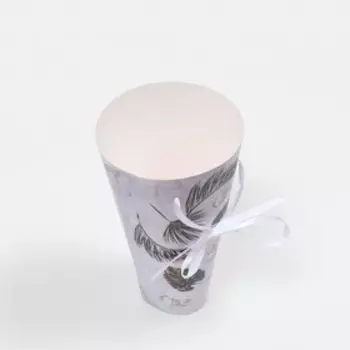 Коробка для цветов, круглая, на лентах, "Листья", 24 × 28 см