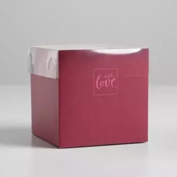 Коробка для цветов с PVC‒крышкой «With love», 12 × 12 × 12 см