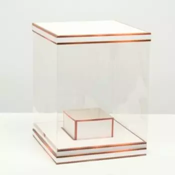 Коробка для цветов с вазой и PVC окнами складная, бронза, 233023 см