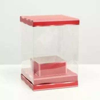 Коробка для цветов с вазой и PVC окнами складная, красный, 162316 см