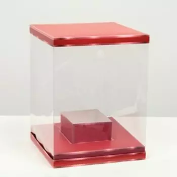 Коробка для цветов с вазой и PVC окнами складная, красный, 233023 см