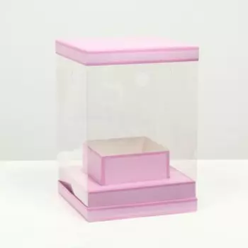 Коробка для цветов с вазой и PVC окнами складная, сиреневый, 162316 см