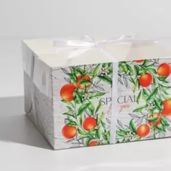 Коробка для капкейка «Апельсины», 16 × 16 × 10 см