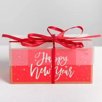 Коробка для капкейка Happy new year, Новый год, 16 х 8 х 7.5 см