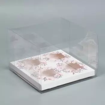 Коробка для капкейка, кондитерская упаковка, 4 ячейки, «Венки», 16 х 16 х 11.5 см