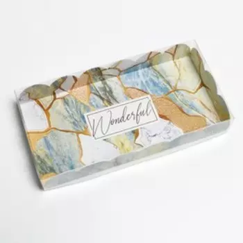 Коробка для печенья, кондитерская упаковка с PVC крышкой, голография, «Камень», 10.5 х 21 х 3 см