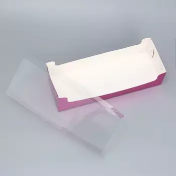 Коробка для кондитерских изделий с PVC крышкой «Розовая», 30 х 8 х 11 см