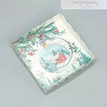 Коробка для кондитерских изделий с PVC крышкой «Зима», 15 15 3 см