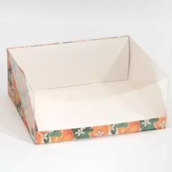 Коробка для кондитерских изделий с PVC-крышкой «Апельсины», 25 х 22,5 х 10 см