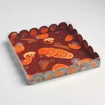 Коробка для кондитерских изделий с PVC крышкой «Аромат уюта», 21 × 21 × 3 см