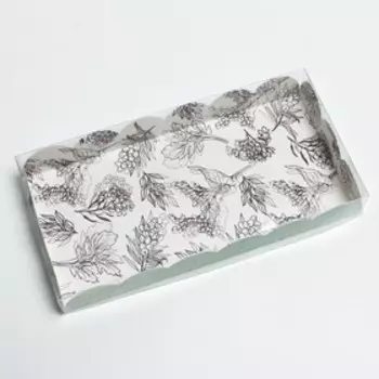 Коробка для печенья, кондитерская упаковка с PVC крышкой, «Грозди», 10.5 х 21 х 3 см