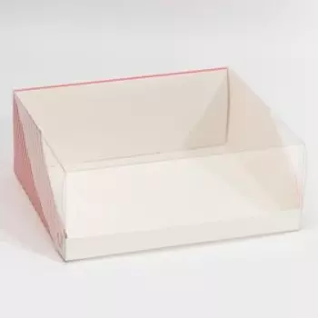 Коробка для кондитерских изделий с PVC-крышкой «Красный», 25 х 22,5 х 10 см
