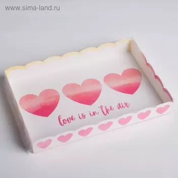 Коробка для кондитерских изделий с PVC-крышкой Love is in the air, 22 × 15 × 3 см
