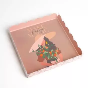 Коробка для кондитерских изделий с PVC крышкой «Make today magic», 21 × 21 × 3 см