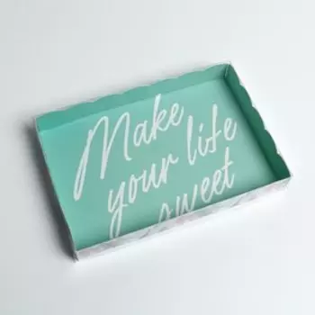 Коробка для кондитерских изделий с PVC крышкой «Make your life sweet», 22 × 15 × 3 см
